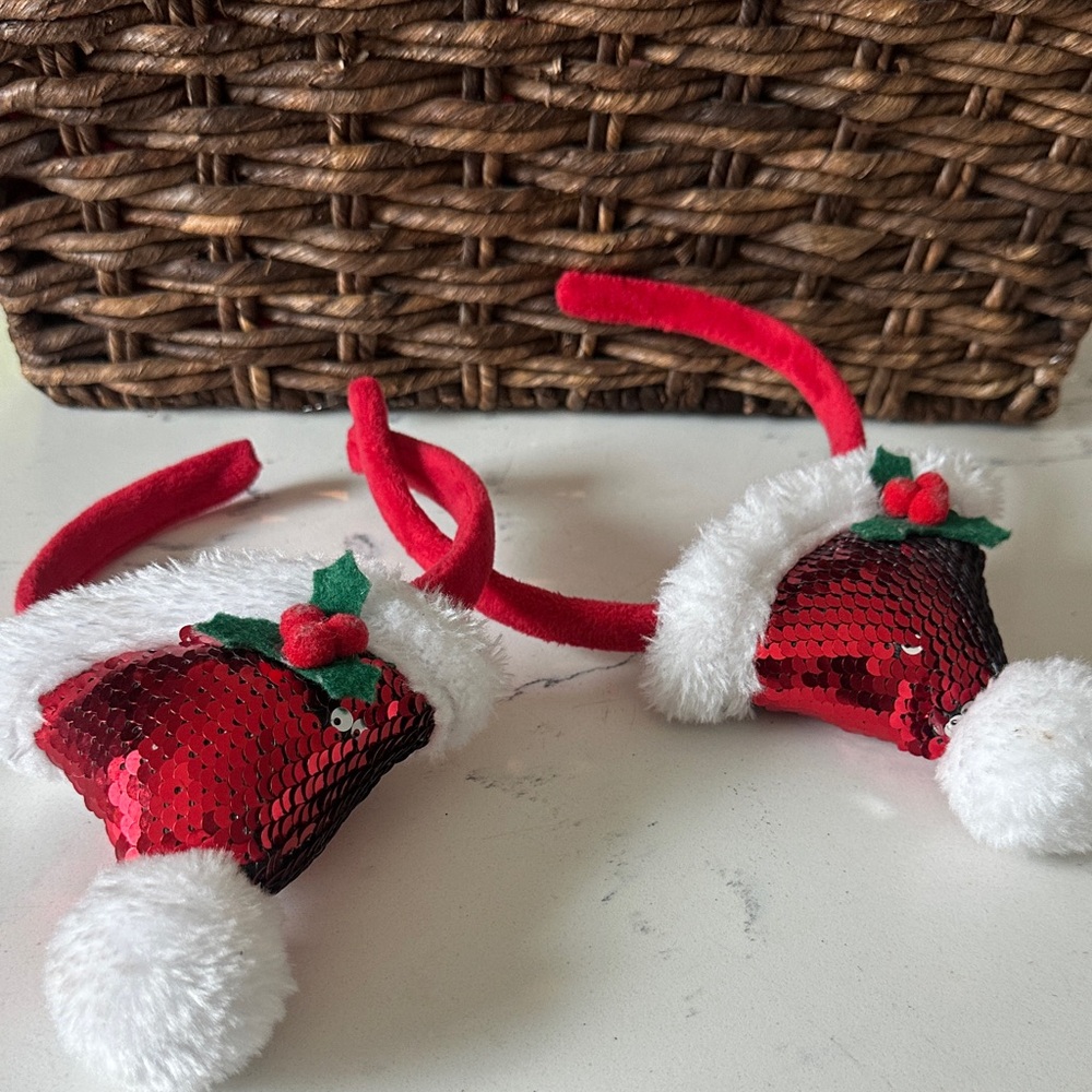 Set of 2 Festive Red Santa Hat Headbands - Picture 2 of 3